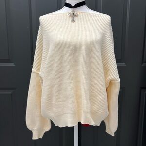 Chic Off-the-Shoulder Cream Sweater